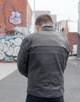 ol Bobber' | Classic Leather Motorbike Jacket in Distressed Charcoal Brown