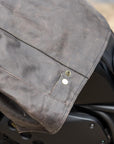 ol Bobber' | Classic Leather Motorbike Jacket in Distressed Charcoal Brown waist buttons