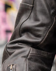 ol Bobber' | Classic Leather Motorbike Jacket in Distressed Charcoal Brown