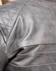 ol Bobber' | Classic Leather Motorbike Jacket in Distressed Charcoal Brown