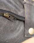 ol Bobber' | Classic Leather Motorbike Jacket in Distressed Charcoal Brown