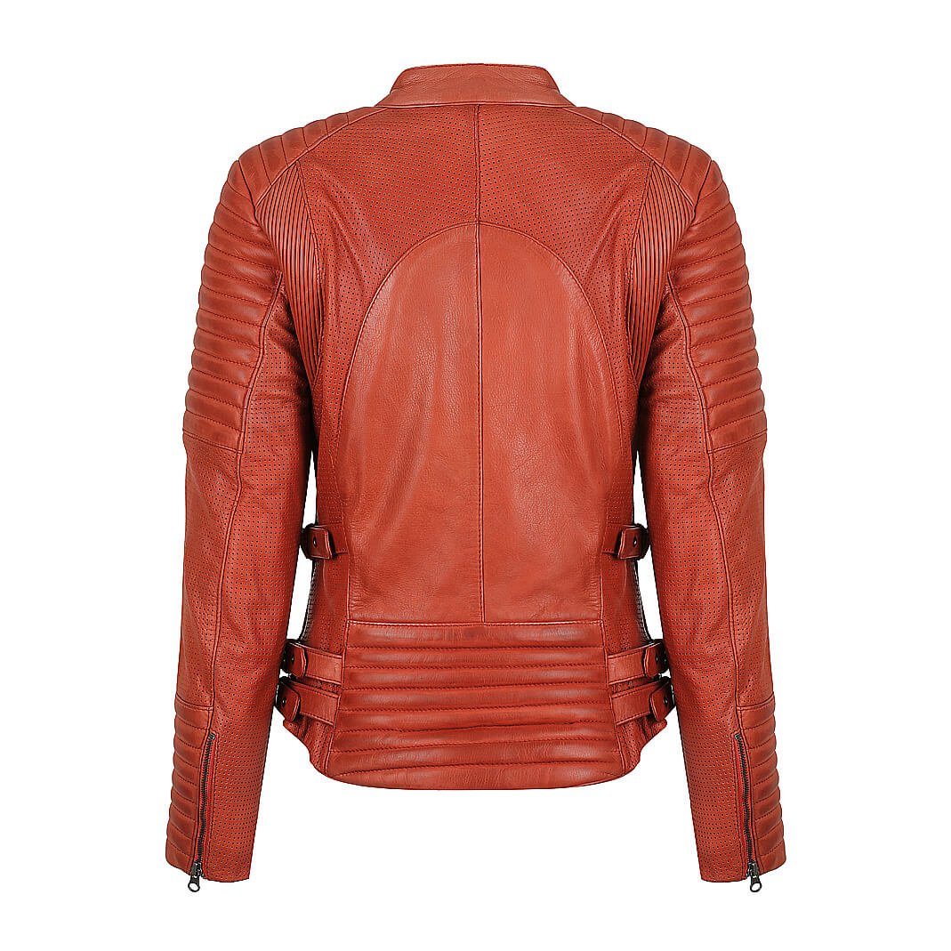 Black Arrow Moto | Wild & Free Perforated Leather Jacket - Rust - Women's Leather Jackets - Peak Moto
