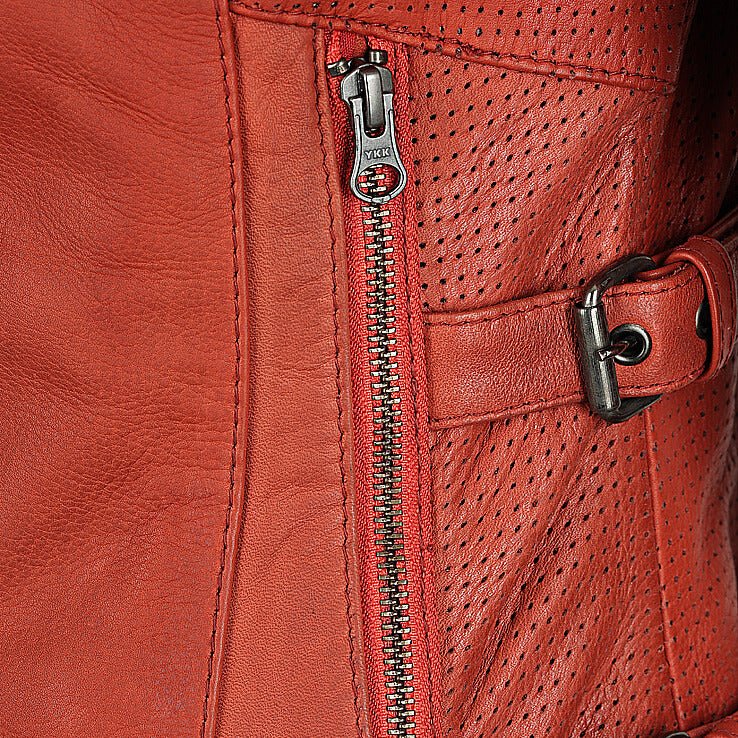 Black Arrow Moto | Wild & Free Perforated Leather Jacket - Rust - Women's Leather Jackets - Peak Moto
