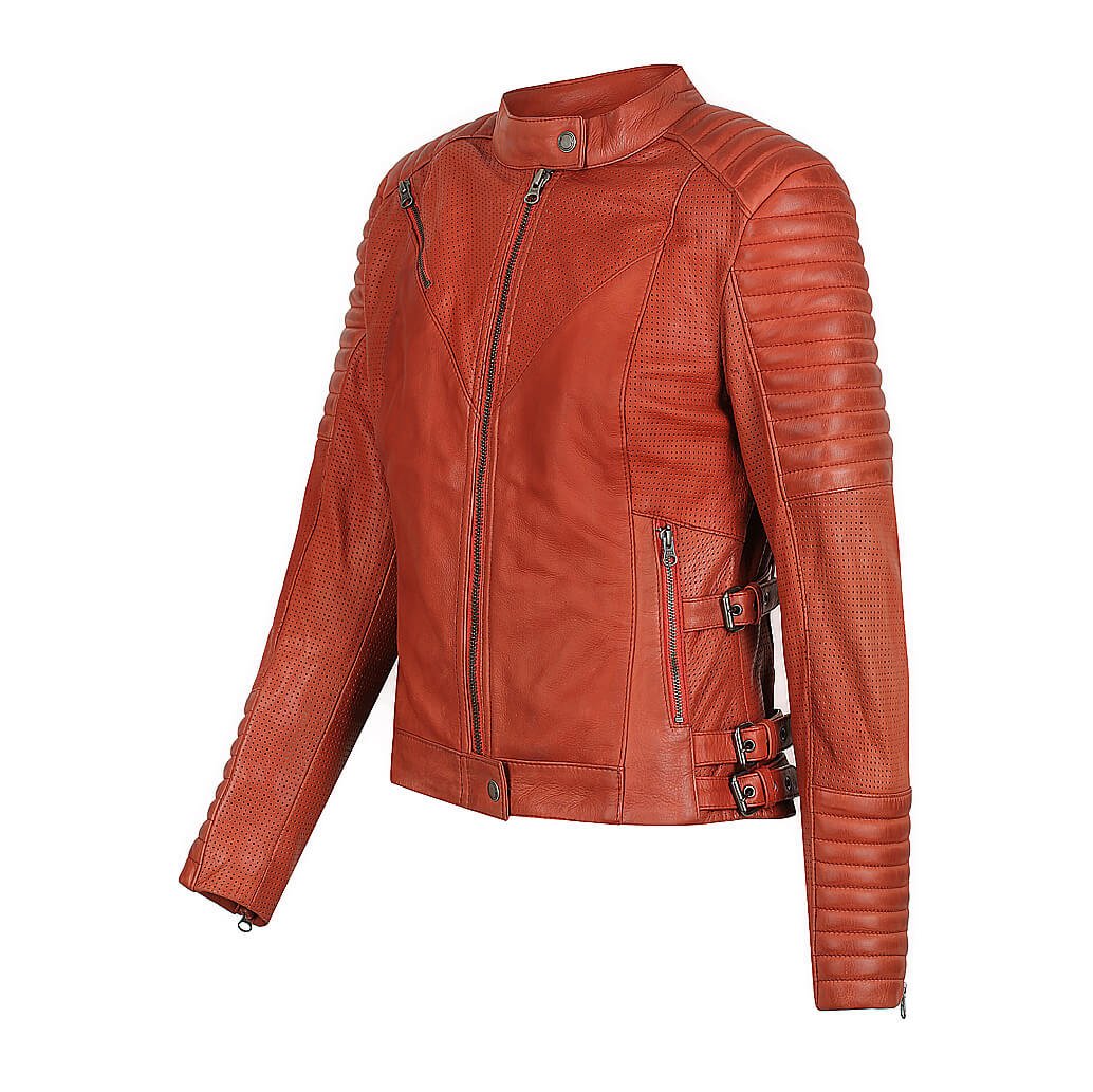 Black Arrow Moto | Wild & Free Perforated Leather Jacket - Rust - Women's Leather Jackets - Peak Moto