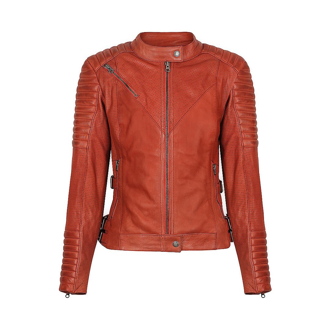Black Arrow Moto | Wild & Free Perforated Leather Jacket - Rust - Women's Leather Jackets - Peak Moto