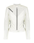 Black Arrow Moto | Wild & Free Perforated Leather Jacket - White - Women's Leather Jackets - Peak Moto