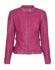 Black Arrow Moto | Wild & Free Perforated Leather Jacket - Pink - PREORDER - Women's Leather Jackets - Peak Moto