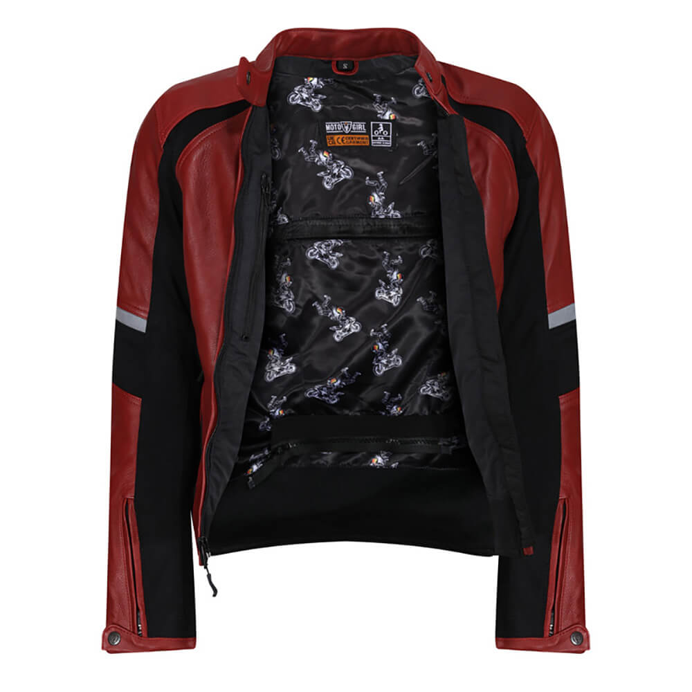 MotoGirl | Fiona Leather Jacket - Red - Women's Leather Jackets - Peak Moto