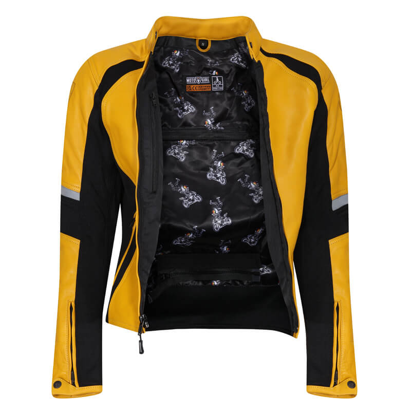 MotoGirl | Fiona Leather Jacket - Yellow - Women's Leather Jackets - Peak Moto