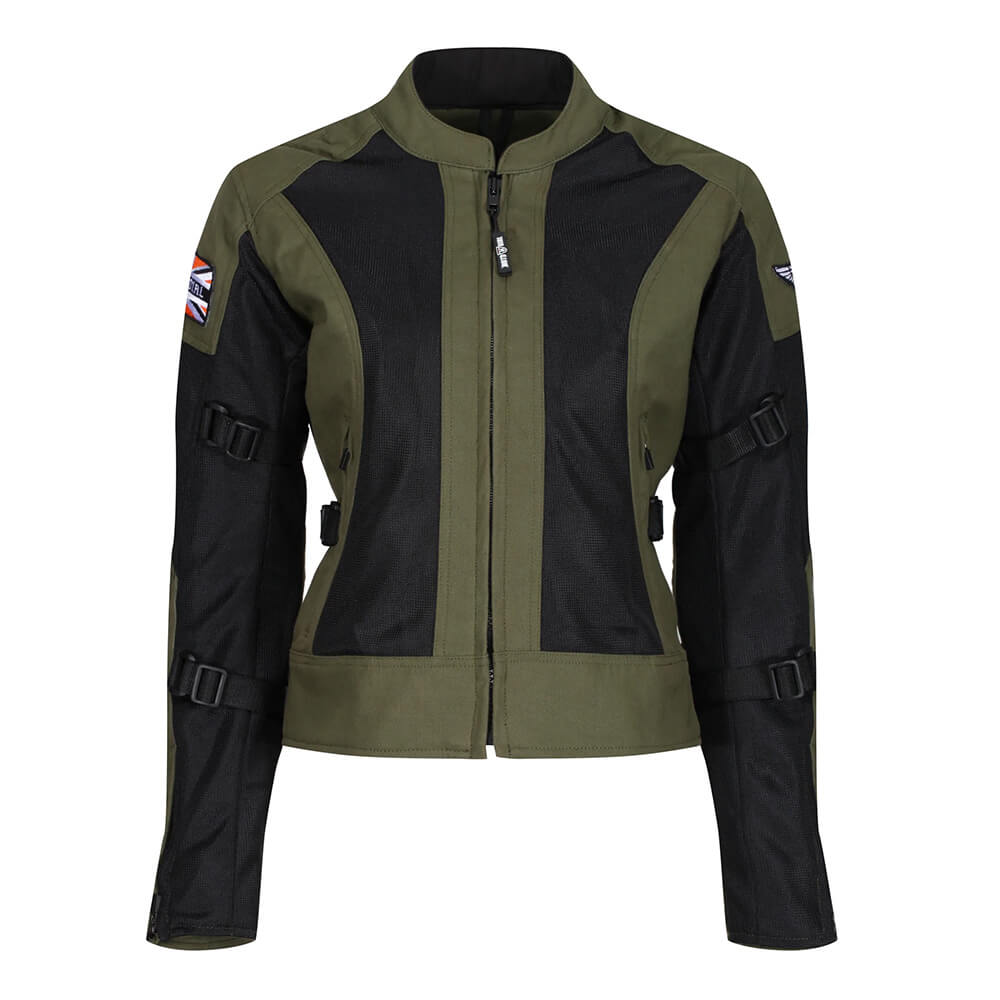 MotoGirl | Jodie Mesh Summer Jacket - Khaki Green - Women's Textile Jackets - Peak Moto