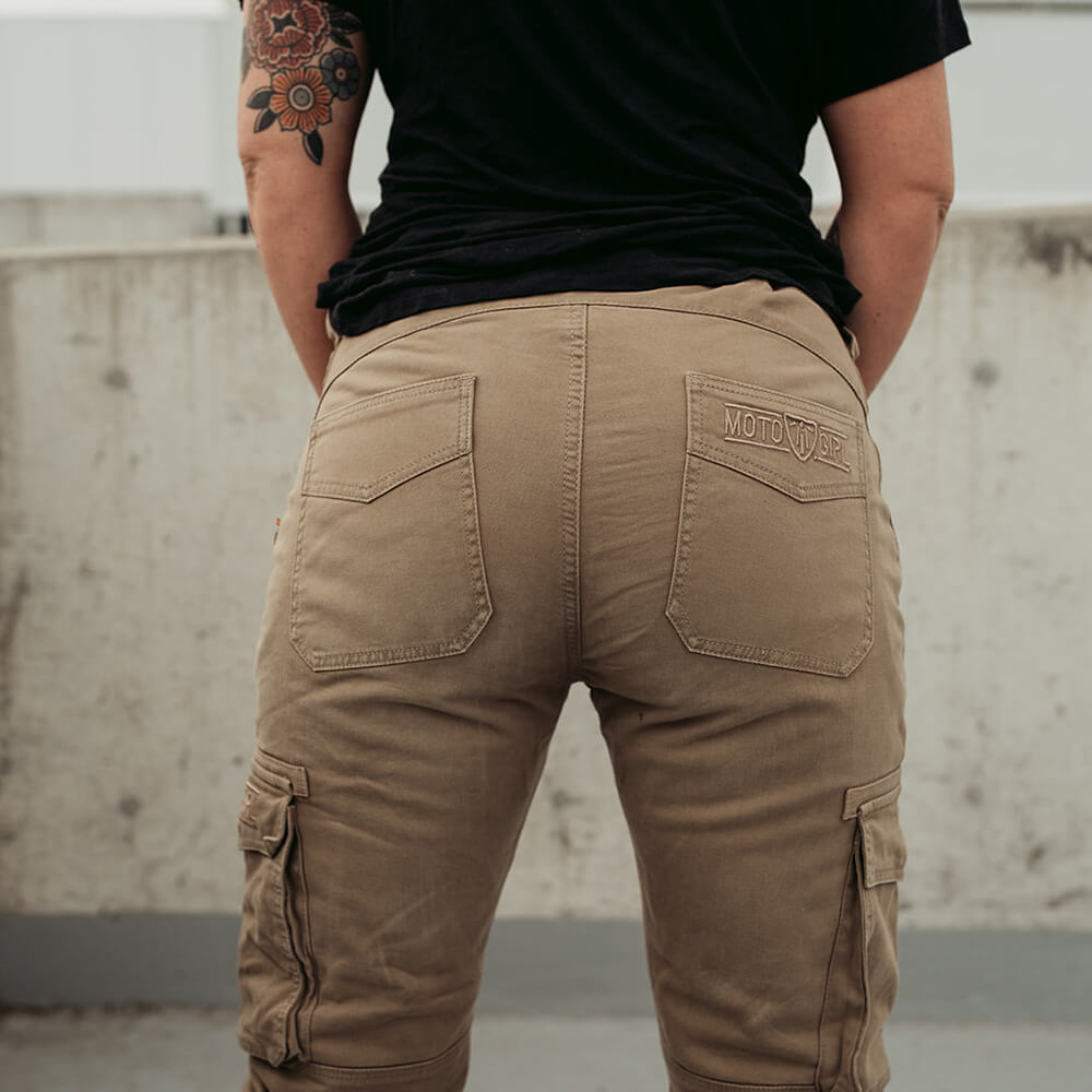 MotoGirl | Lara Cargo Pants - Beige - XS / AU 6 / US 4 - Women's Pants - Peak Moto