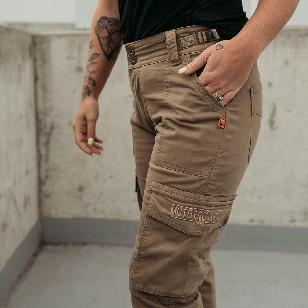 MotoGirl | Lara Cargo Pants - Beige - XS / AU 6 / US 4 - Women's Pants - Peak Moto