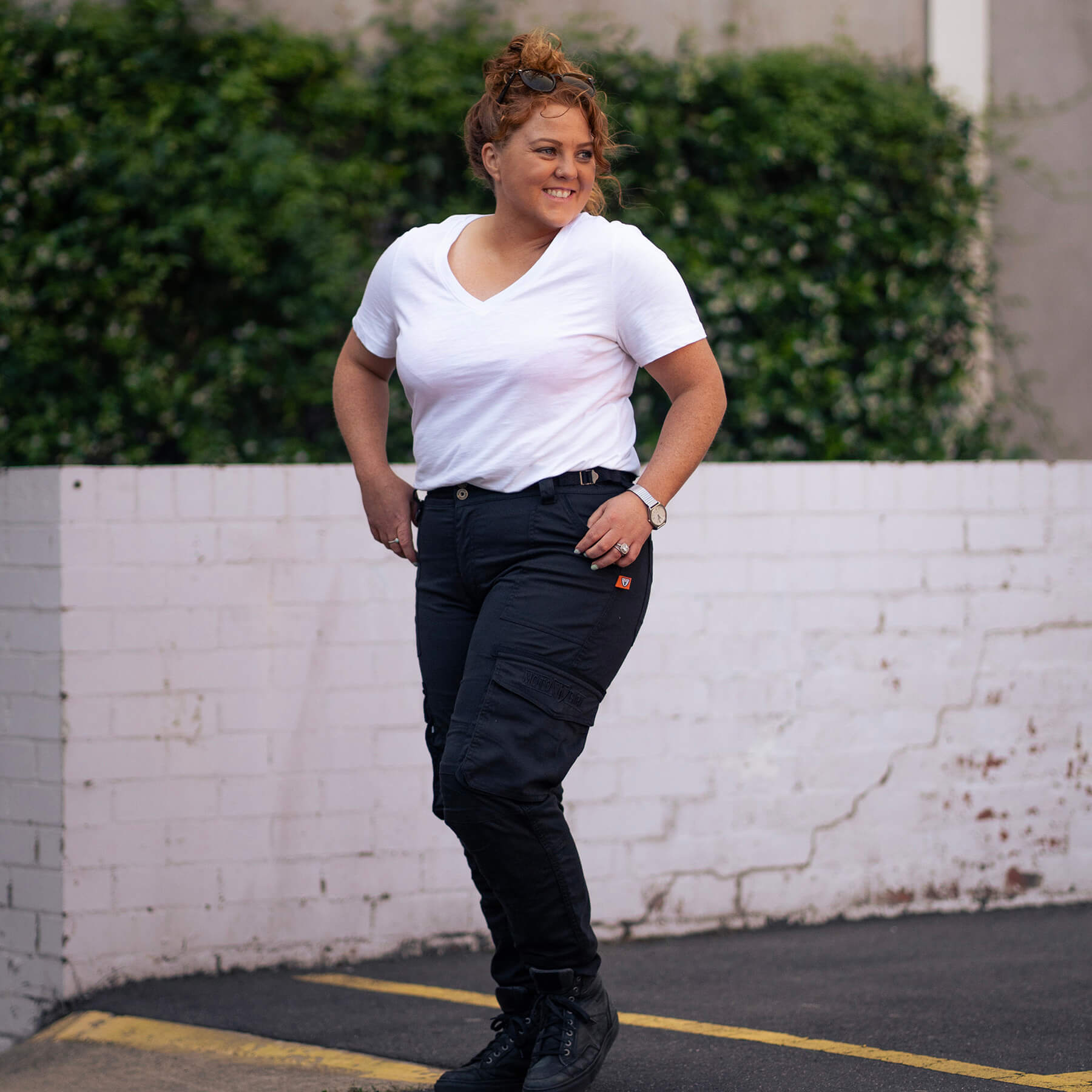 MotoGirl Lara Cargo Pants Black Peak Moto