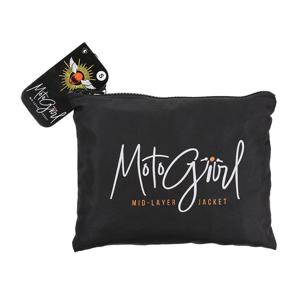 MotoGirl | Mid - Layer Jacket - Black/Orange - Windbreaker - Peak Moto