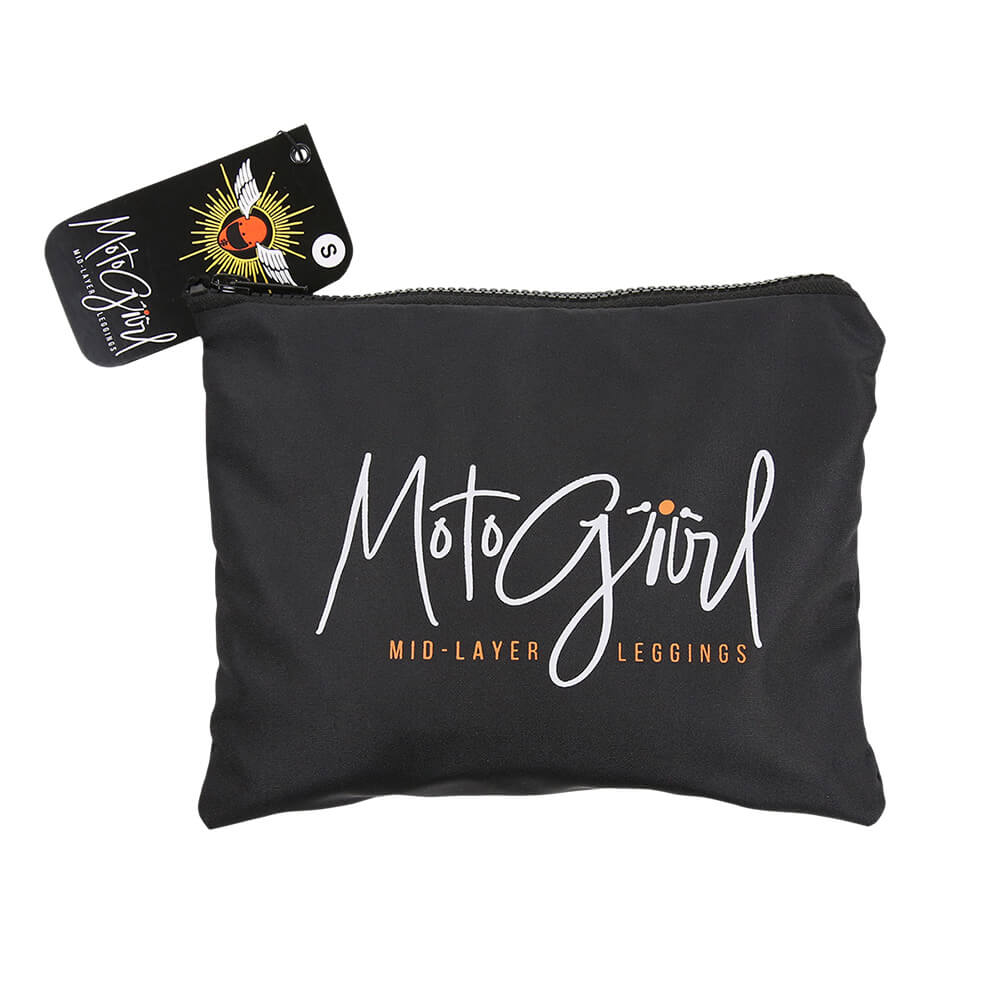 MotoGirl | Mid - Layer Leggings - Black/Orange - Windbreaker - Peak Moto