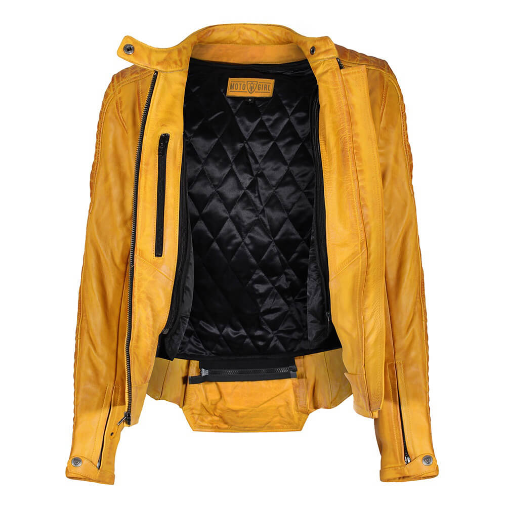 MotoGirl | Valerie Leather Jacket - Yellow - Women's Leather Jackets - Peak Moto