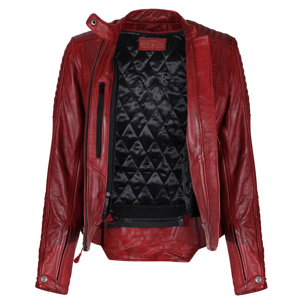 MotoGirl | Valerie Leather Jacket - Red - Women's Leather Jackets - Peak Moto