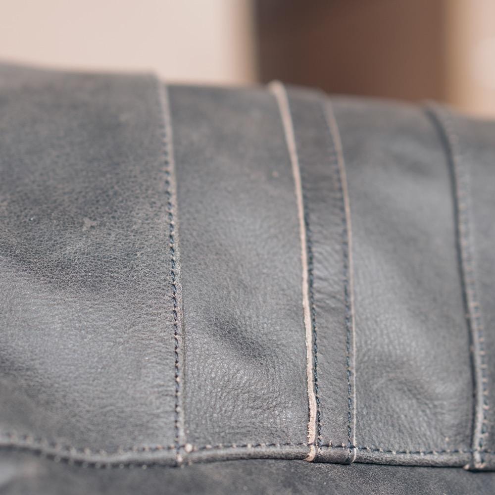 ol Bobber' | Classic Leather Motorbike Jacket in Distressed Charcoal Brown