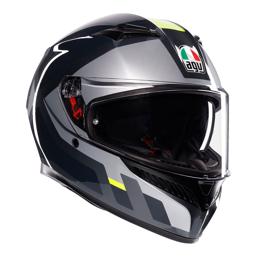 agv k3 black yellow AGV K3 Helmet - Shade Grey/Fluro Yellow