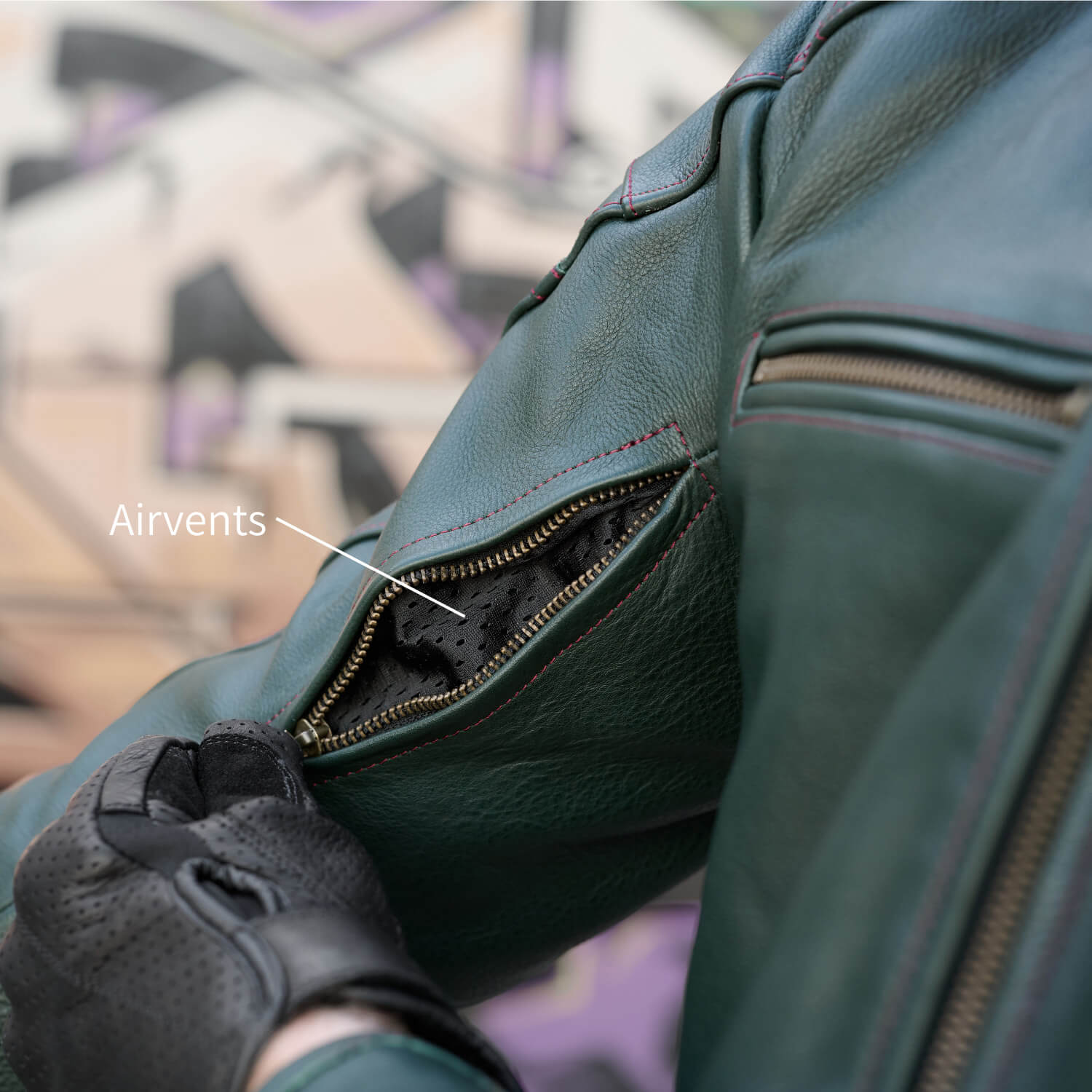 black leather jacket green backpack 'ol Bobber Classic Leather Motorbike Jacket