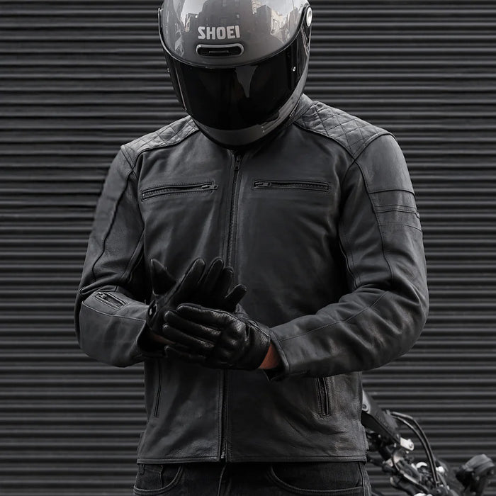 'ol Bobber Classic Leather Motorbike Jacket - Black