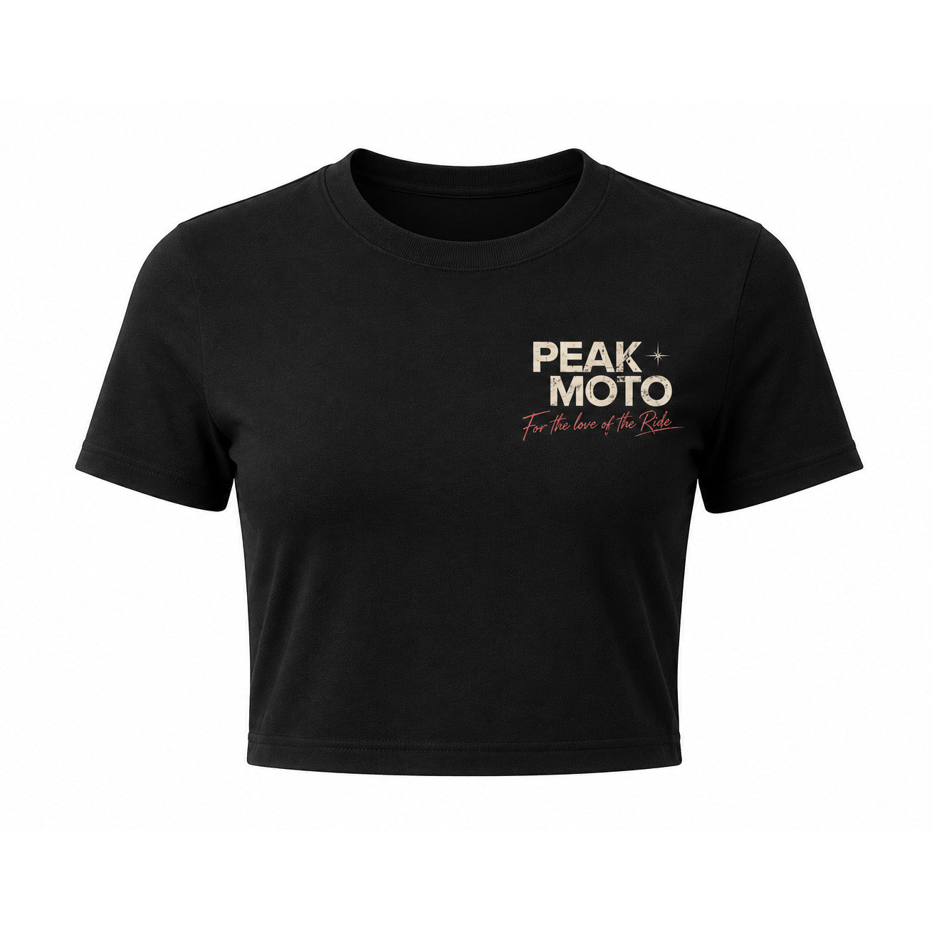 FRONT - Peak Moto Origins Cropped Tee