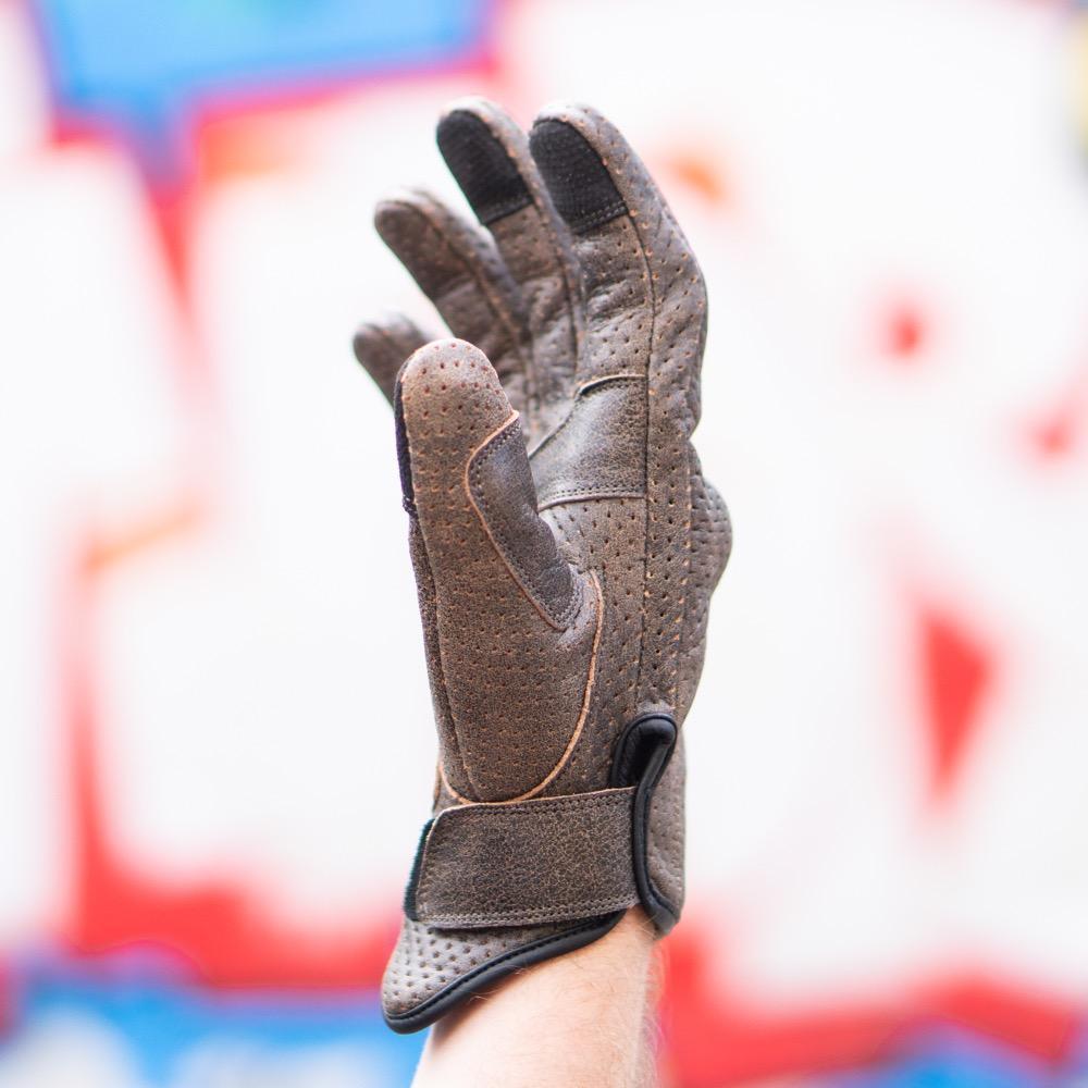 Thumpa&#39;s Short Cuff Brown Leather Motorbike Gloves