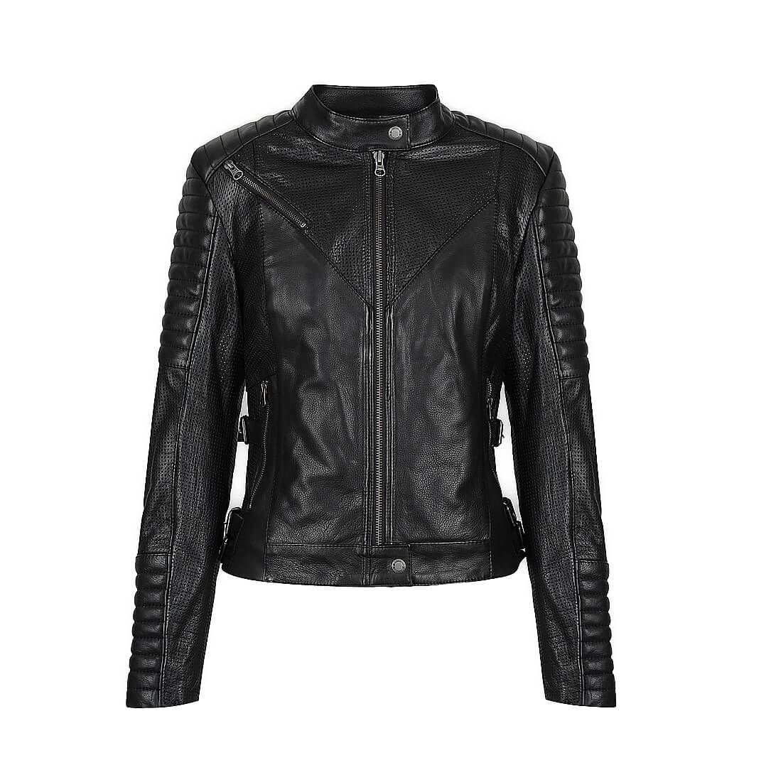 Black Arrow Moto | Wild & Free Perforated Leather Jacket - Black - Women's Leather Jackets - Peak Moto
