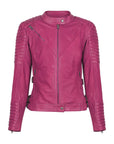 Black Arrow Moto | Wild & Free Perforated Leather Jacket - Pink - PREORDER - Women's Leather Jackets - Peak Moto