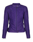 Black Arrow Moto | Wild & Free Perforated Leather Jacket - Royal Purple - PREORDER - Women's Leather Jackets - Peak Moto