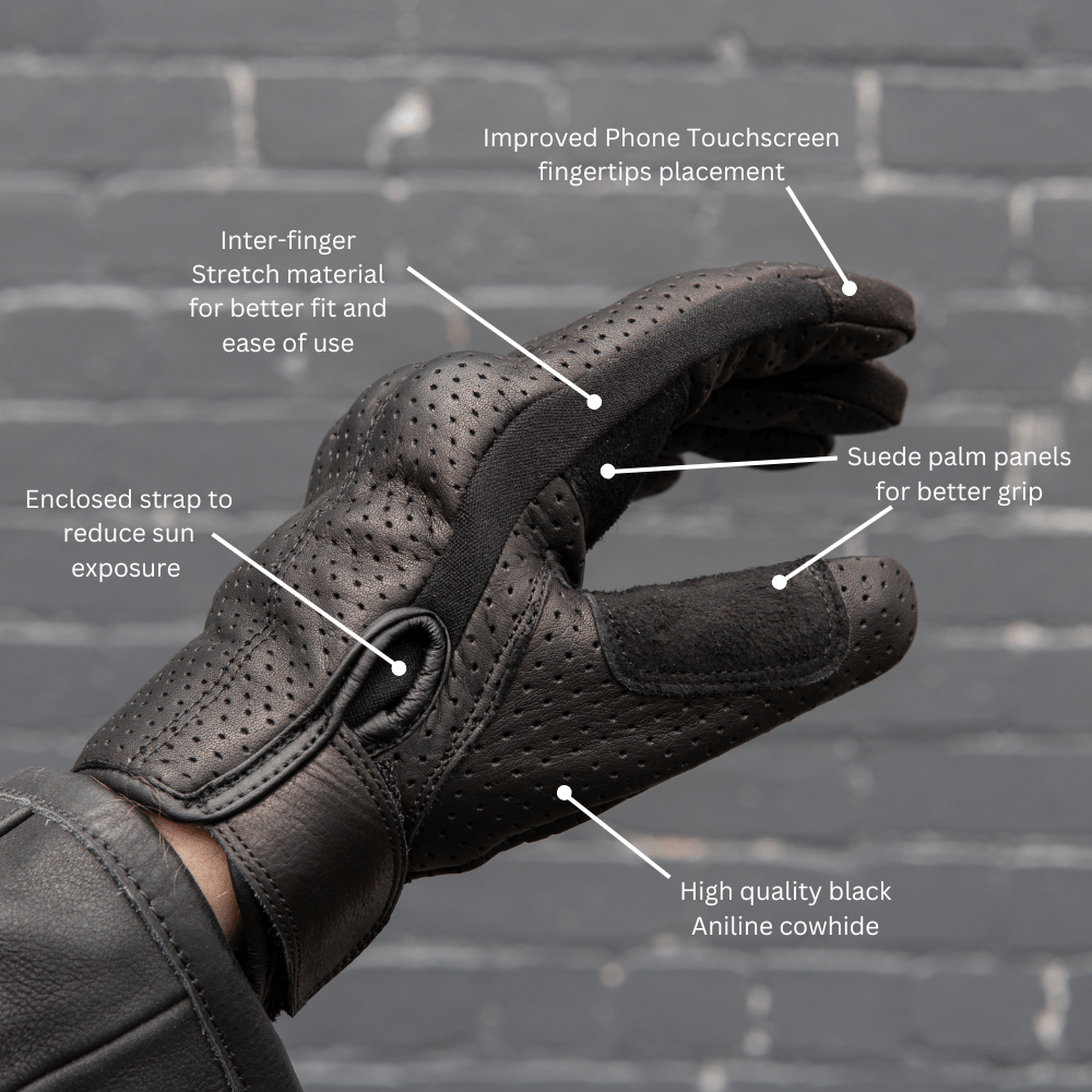 Black Pup Moto | Gen 2 Thumpa&#39;s | Short Cuff Summer Motorbike Gloves