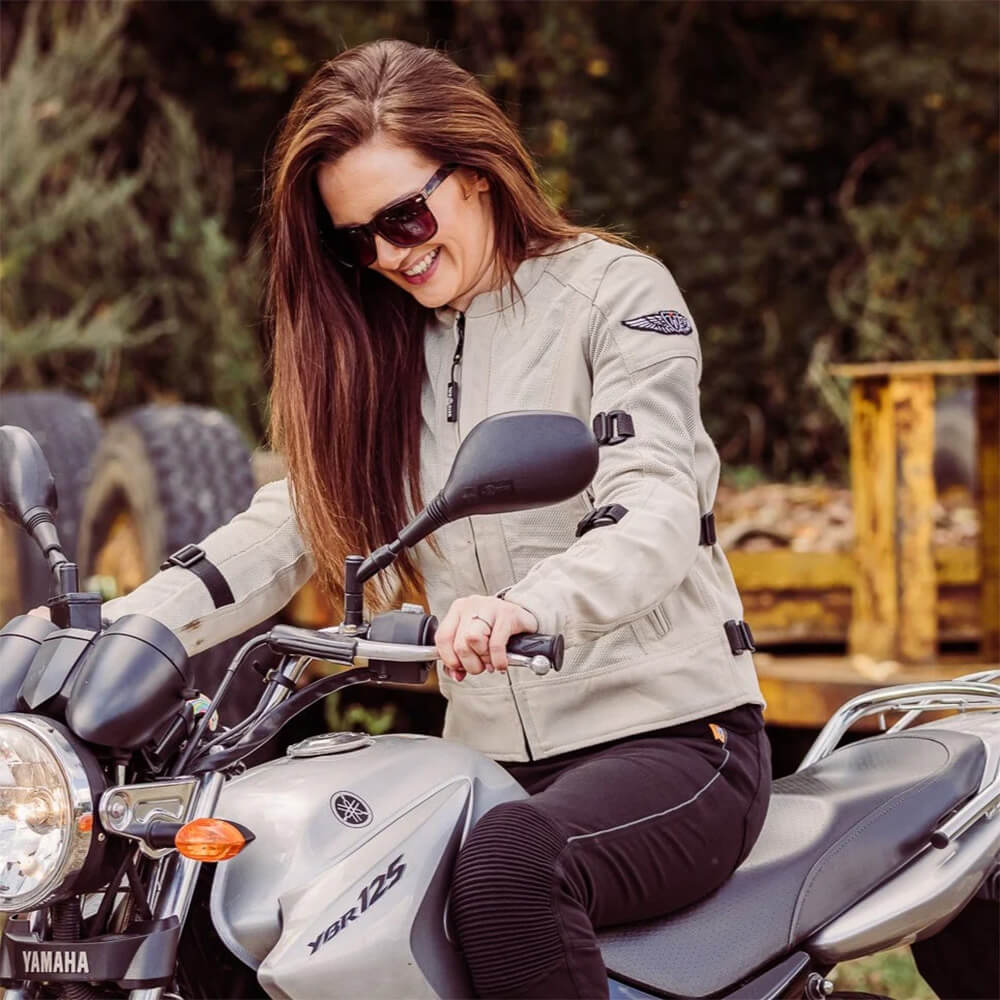 MotoGirl | Jodie Mesh Summer Jacket - Khaki Green - Women&#39;s Textile Jackets - Peak Moto