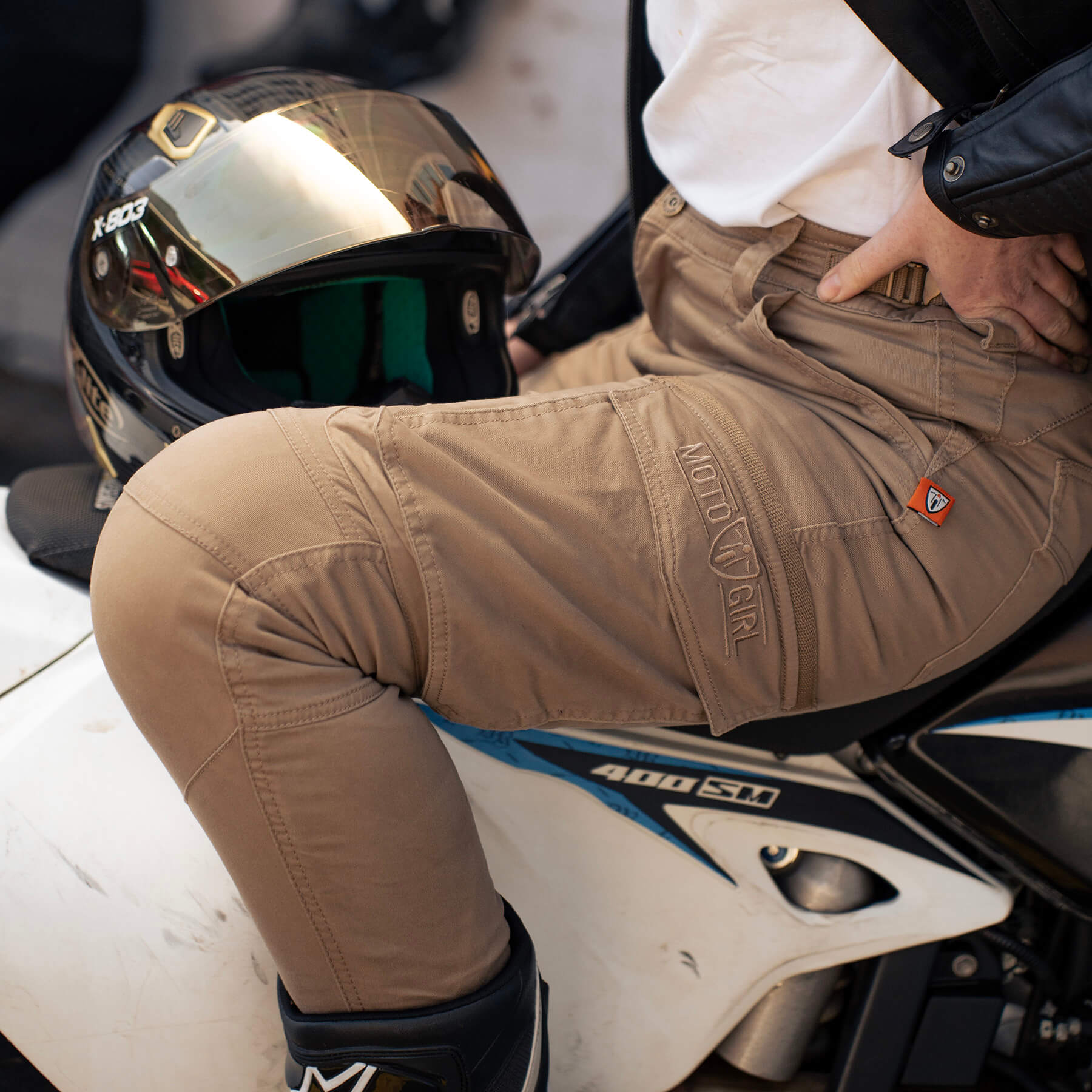 MotoGirl | Lara Cargo Pants - Beige - XS / AU 6 / US 4 - Women&#39;s Pants - Peak Moto