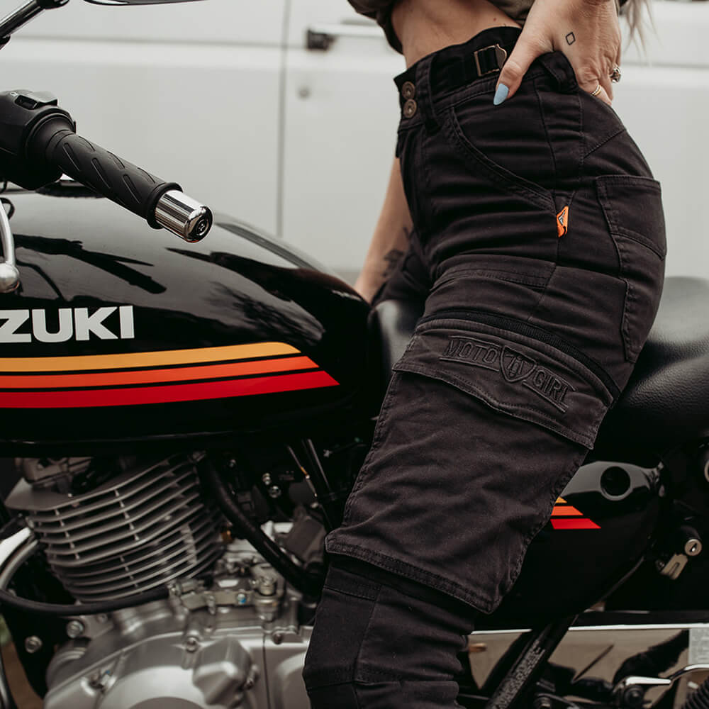 MotoGirl | Lara Cargo Pants - Black - XXS / AU 4 / US 2 - Women&#39;s Pants - Peak Moto