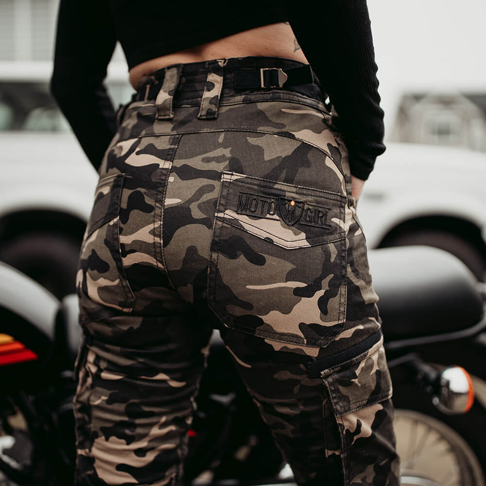 Camo moto jeans fashion womens