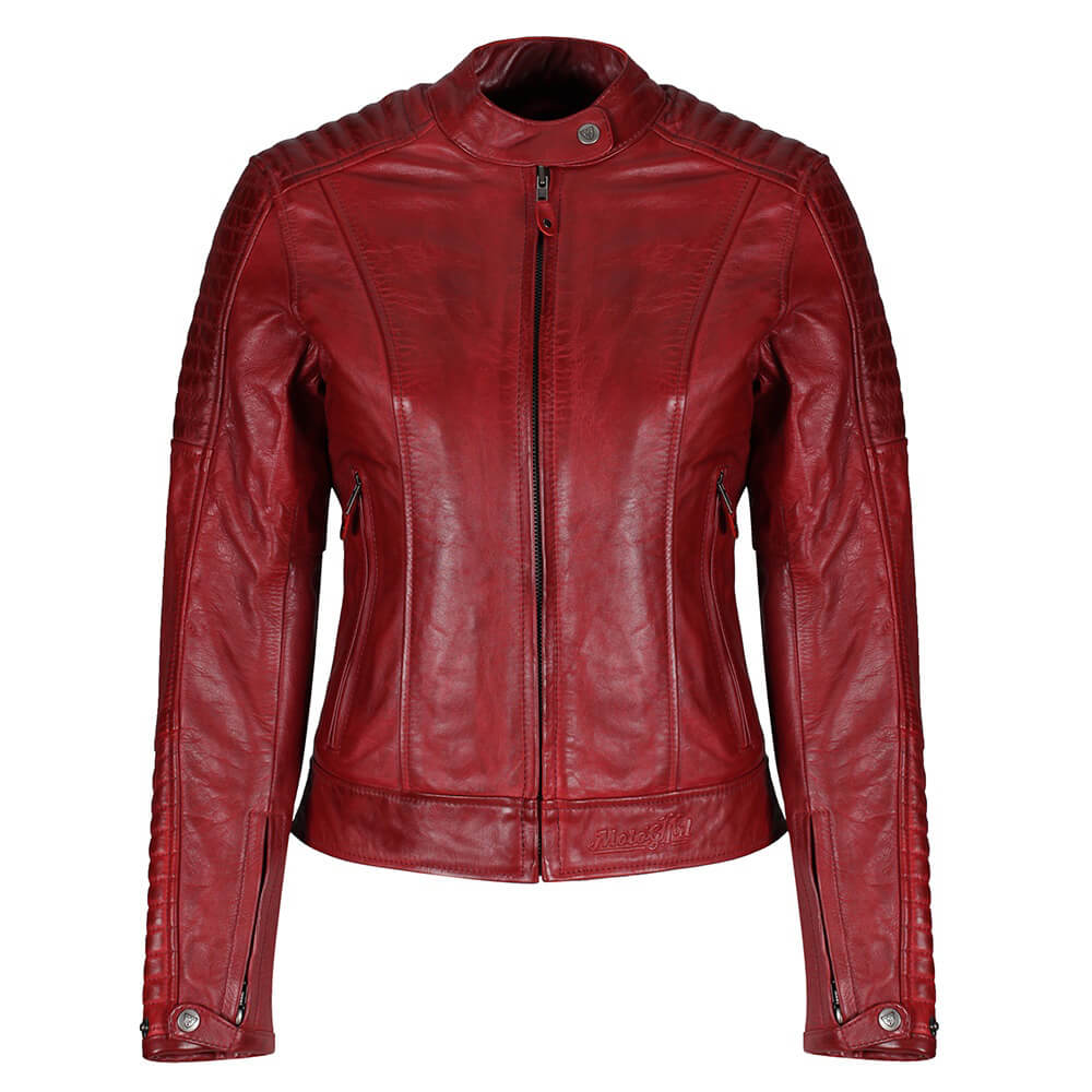 MotoGirl | Valerie Leather Jacket - Red - Women&#39;s Leather Jackets - Peak Moto