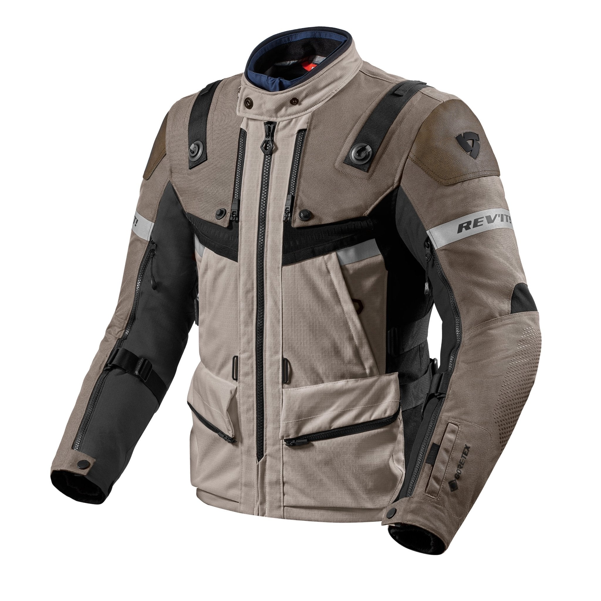 REV'IT! | Defender 3 GTX Jacket - Sand - Black - Men's Textile Jackets - Peak Moto