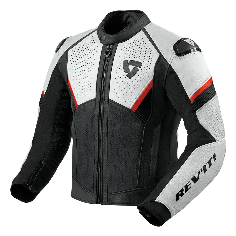 REV'IT! | Jacket Matador - Black - Neon Red - Men's Leather Jackets - Peak Moto