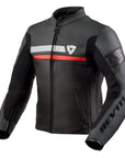 REV'IT! | Mile Men's Leather Jacket - Black - Red - Men's Leather Jackets - Peak Moto