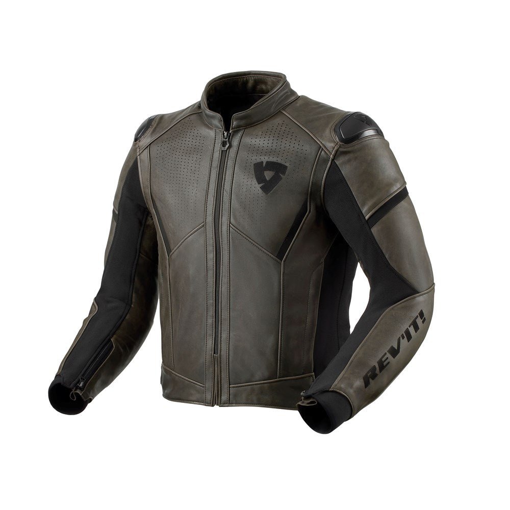 REV'IT! | Parallax Jacket - Black Olive - Men's Leather Jackets - Peak Moto