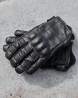 'Shorties' 2.0 Short Black Leather Waterproof Motorbike Gloves