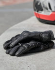 'Shorties' 2.0 Short Black Leather Waterproof Motorbike Gloves
