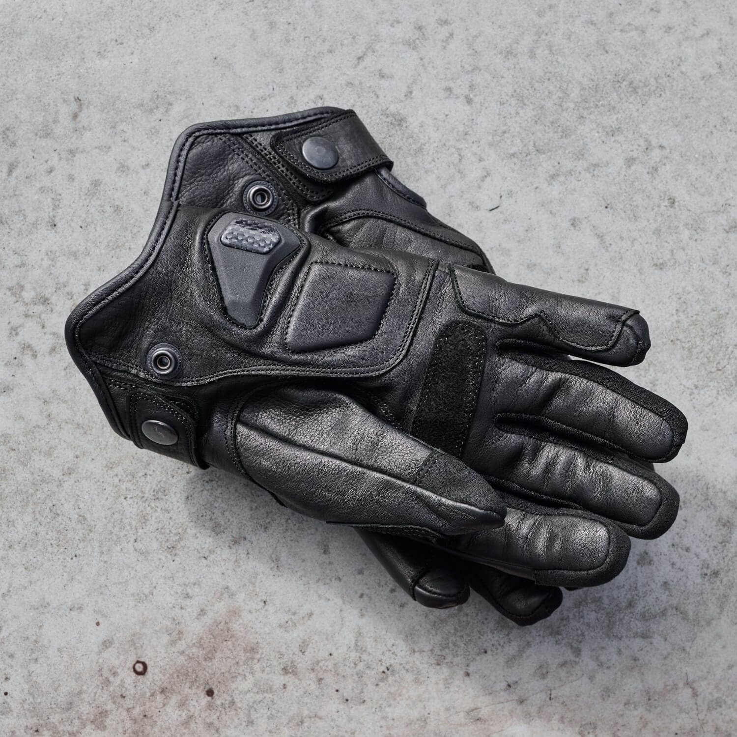 'Shorties' 2.0 Short Black Leather Waterproof Motorbike Gloves