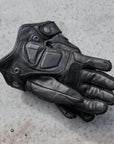 'Shorties' 2.0 Short Black Leather Waterproof Motorbike Gloves